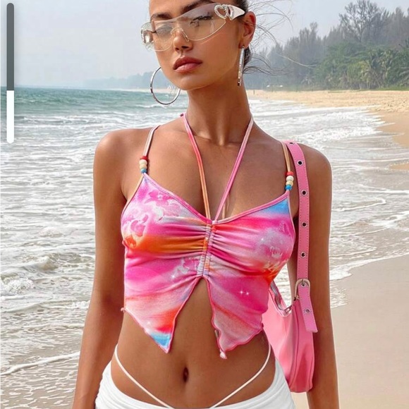 SHEIN Tops - 💖 5 items for $25 Sale! 💖 Tie Dye Asymmetrical Hem Crop Cami Top L